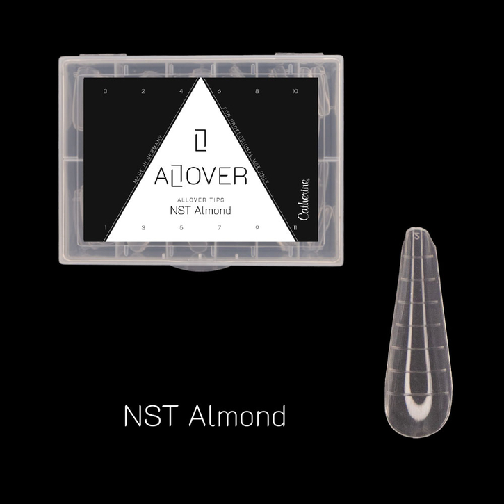 ALLover Tips NST Almond / Типсы ALLover NST форма Almond / 1 Stk / Для наращивания / Прозрачные