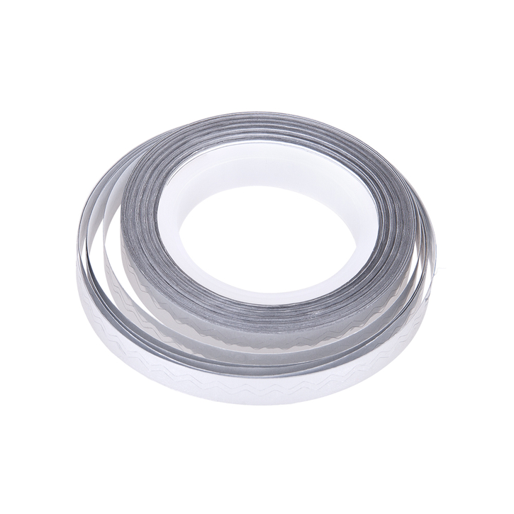 Лента для нейл-арта волна серебряная / Nail Art Tape Wave silver / 5 м / 1 VE / Декоративная лента / Серебряная волна